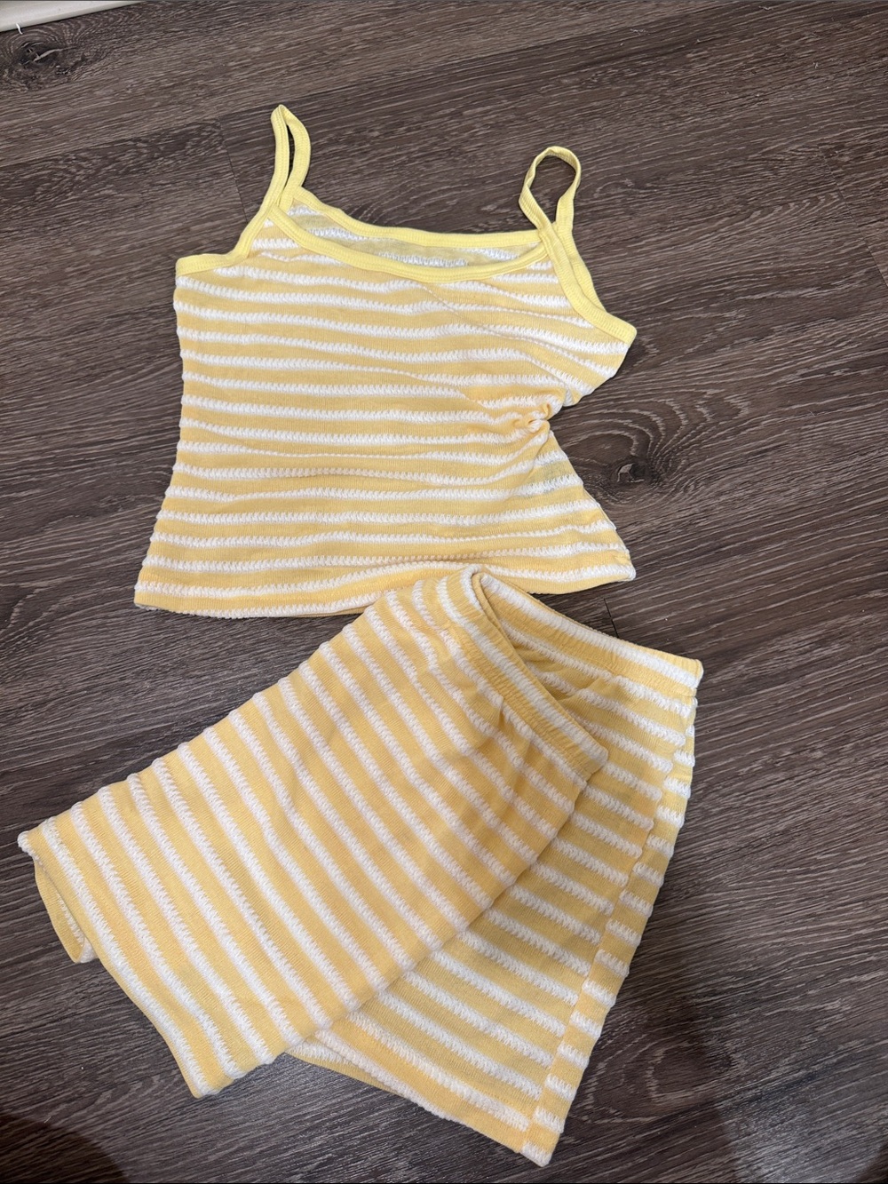 SHEIN Yellow & White Striped Ribbed Camisole